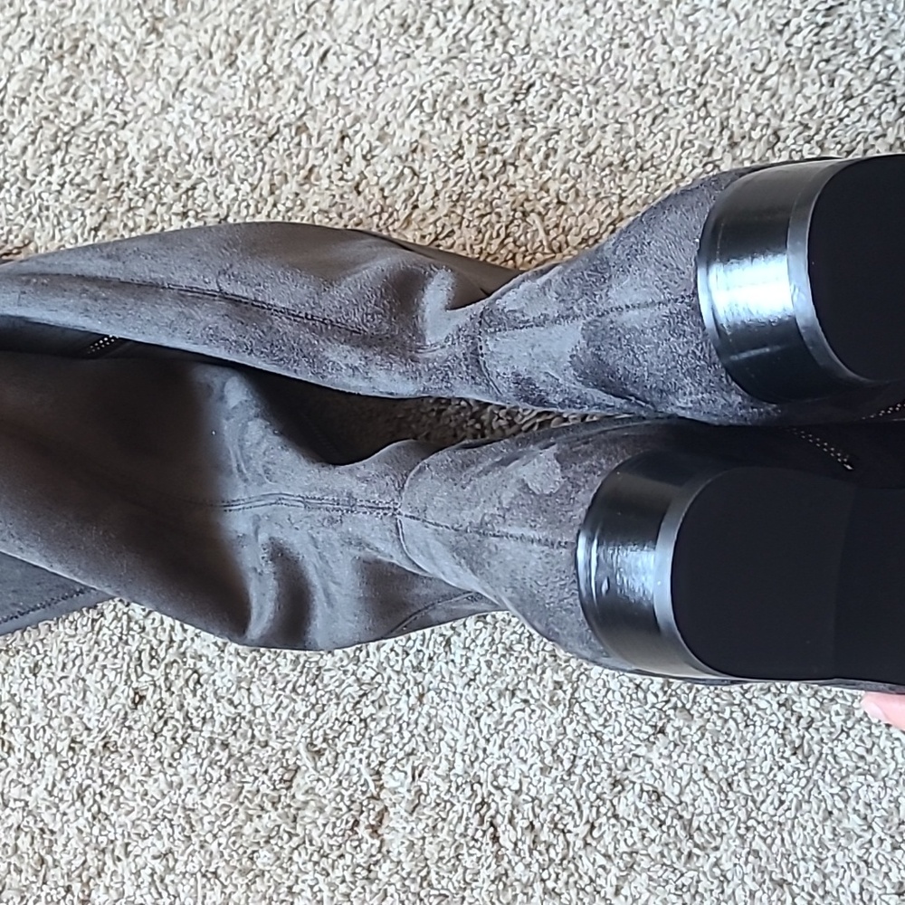 Michael Kors Women's Bromley Flat Tall Riding Boots Suede Charcoal - Picture 7 of 13